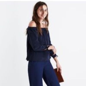 COPY - Madewell Off the Shoulder Tie Sleeve Silk Blouse